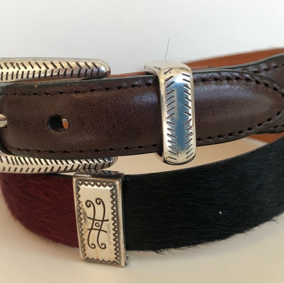 Red, brown, tan and black Brighton leather belt silver buckle Size 30 - Picture 1 of 5